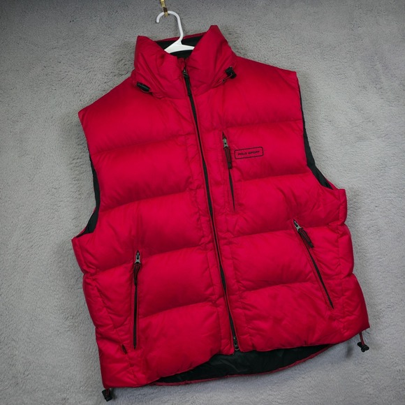 Y2K Polo Sport Ralph Lauren Puffer Vest Mens XL Red Down Insulated Winter Warm - Picture 1 of 12
